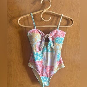 O'Neill Kids Floral Patchwork One Piece Swimsuit - Pink, Blue, Yellow Size 12